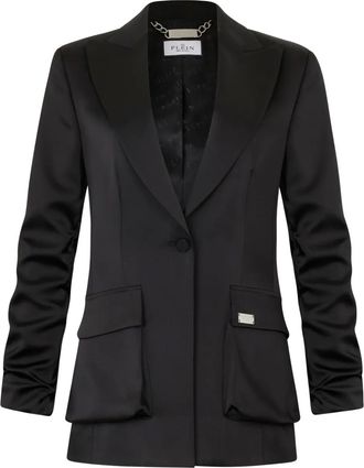 Philipp Plein satin cargo fit blazer - women - Viscose/Acetate/Polyester/Spandex/Elastane - S - Black