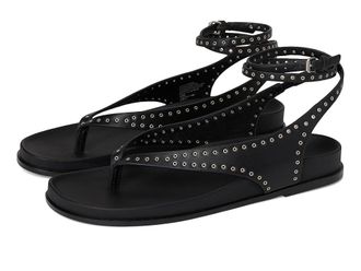 Madewell Millie Thong Lace Up Sandals - Grommet Womens Dress Sandals True Black : 7.5 M, Leather