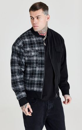 Siksilk Chaqueta bomber mitad y mitad negra para hombre SikSilk XL
