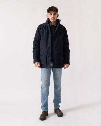 GANT Double Mens Mid Length Jacket Mid in Dark Blue Nylon - Size X-Large