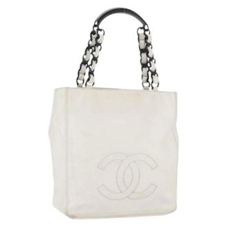 Chanel Pre-owned Tote Bags, female, White, Size: ONE SIZE Pre-owned Vintage Hand Bag