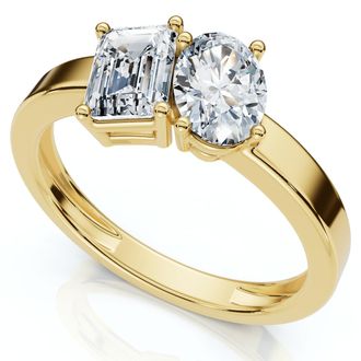 Pompeii3 Toi Et Moi 1ct Diamond Ring 14k Gold Lab Grown