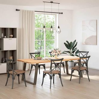 Berkfield Home Modern vidXL Dining Table Legs U-Shaped 2 pcs Natural Steel 60x(7 in Brown