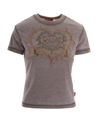Diesel Brown Graphic Crew Neck T-Shirt
