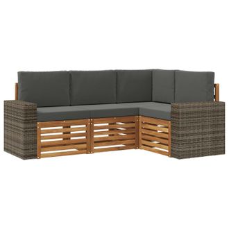 vidaXL Juegos De Sof&aacute;s Con Coj&iacute;n 4 Pcs Madera De Acacia S&oacute;lida Vidaxl