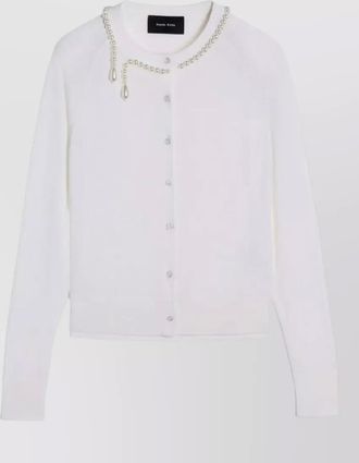 Simone Rocha silk cardigan merino knit pearl embroidery