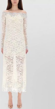 Paco Rabanne off-the-shoulder lace dress sheer overlay