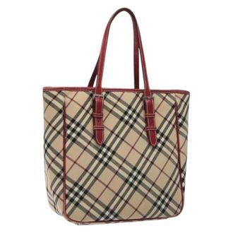 Burberry Tweedehands Canvas handtassen - Dames - Vintage Shopper - Beige - ONE Size - Leer - Vintage