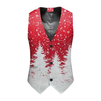 Generic Mens Fun Waistcoat Christmas Festive Uk Uk Mens Fun Waistcoat Christmas Vest V Neck Party Dress Vest Classic Dress for Business Party Wedding Xmas Wai