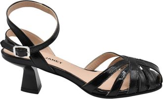 Janet & Janet Laced Schoenen - Dames - Sandalen met hakken - Zwart - 36 EU - Katoen - Schoenen