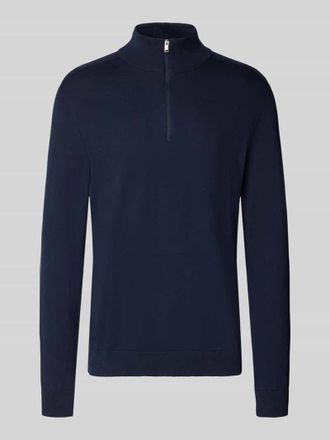 Selected Regular Fit Troyer aus reiner Baumwolle Modell BERG in Marine, Größe XXL