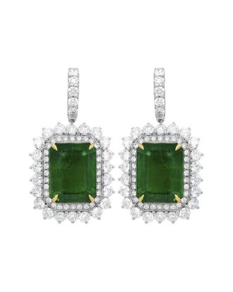 Diana M. Jewels Fine Jewelry 18K 5.70 Ct. Tw. Diamond & Emerald Earrings