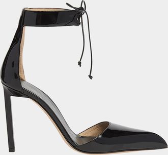 Tom Ford 105mm Patent Leather Ankle-Tie Pumps
