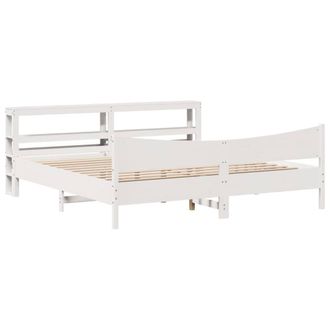 Berkfield Home Bed Frame with Headboard White 180x200 cm Super King Solid Wood Pine