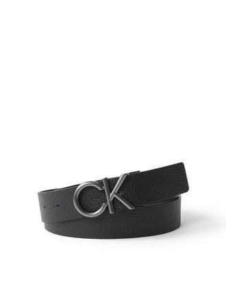 Calvin Klein Lederg&uuml;rtel CALVIN KLEIN CK HALLMARK LOGO 35MM ADJ, Herren, Gr. 11,5, schwarz (schwarz, matte gunmetal), Rindsleder, unifarben, G&uuml;rtel Lederg&uuml;rtel