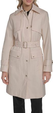 Cole Haan Water Resistant Convertible Collar Belted Trench Coat with Removable Hood in Light Sand at Nordstrom, Size X-Small