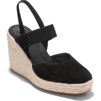 Cole Haan Kenna Espadrille Wedge Sandal in Black Suede /Black Elastic at Nordstrom Rack, Size 5.5