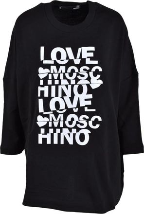 Love Moschino Round-neck Knitwear, female, Black, Size: S Cotton Knit Sweater