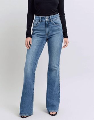 Judy Blue Double Button Front Flare Jeans In Mid Wash