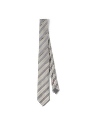 Brunello Cucinelli Striped silk necktie in Khaki at Nordstrom