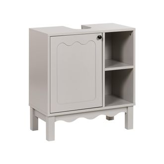 Beliani Mueble De Ba&ntilde;o De Pie De Mdf Con Estantes Estilo Tradicional Beige Claro Penon