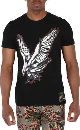 Roberto Cavalli Black Crewneck Eagle Print Slim Fit T-shirt, Size X-Large