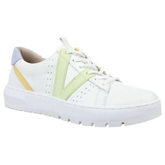 Vionic Abyss Simasa Leather Nubuck Womens Lace Up Trainers - White Pale Lime - Size:UK 6.5