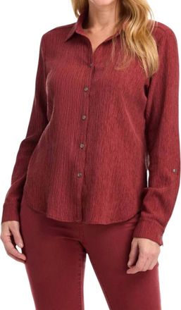 FDJ Roll-Up Sleeve Crinkle Shirt In Rust Red