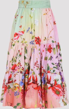 Roberto Cavalli Miami Flowers Midi Skirt