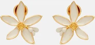 Oscar De La Renta Orange Blossom enamel earrings