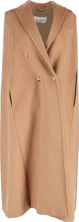 Max Mara Cape Long Coat in Beige Cashmere