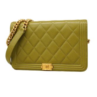 Chanel Khaki Grained Calfskin Chain/Shoulder Wallet (Pre-Owned)