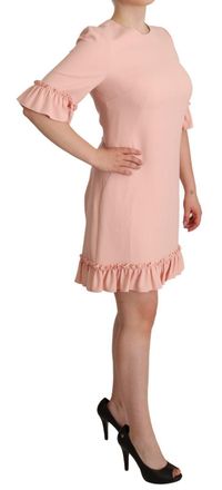 Dolce & Gabbana Womens Pink Ruffled Sleeves Viscose Sheath Dress Rayon