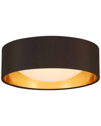 Eglo Eglo Orme Integrated Led 12 Ceiling Light With Black & Gold Fabric Shade & White Acrylic Diffuser