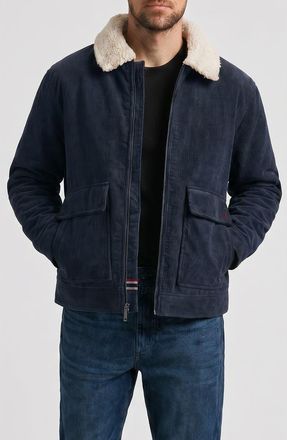 Hunter Crace Corduroy Jacket with Faux Shearling Collar in Salute Navy at Nordstrom, Size Xx-Large
