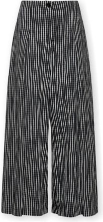 Elena Miro Broek met wijde pijpen en cropped lengte - Dames - Wijde Broeken - Zwart - 2XL - Katoen - Broeken