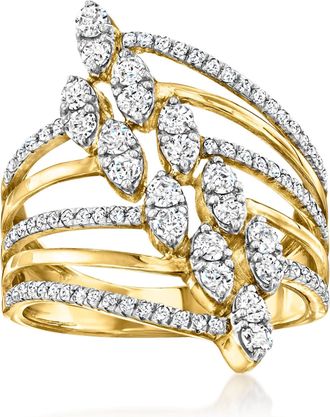 Ross-Simons Diamond Multi-Row Navette Ring in 18kt Gold Over Sterling