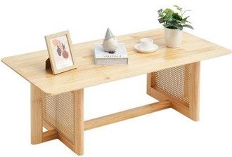 OEM Mesa De Centro De Rat&aacute;n De 1200 X 600 X 400 Mm, Mesa De Centro Rectangular De Madera Tejida De Rat&aacute;n Con Tablero De Madera De Caucho, Patas De Madera 