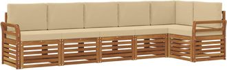 vidaXL Conjunto De Sof&aacute;s De Exterior 6 Uds. Natural Y Beige Poli&eacute;ster Vidaxl