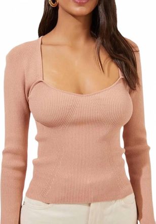 Astr Rosa Scoop Cutout Sweater In Blush