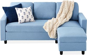 Best Choice Products Linen Sectional Sofa Couch w/ Chaise Lounge, Reversible Ottoman Bench