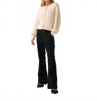 Summum Flared Velvet Finish Trousers In Black