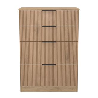 Welcome Furniture Alaska Ready Assembled 4 Drawer Deep Chest in Slat Effect & Nebraska Oak - Welcome Furniture | TJ Hughes