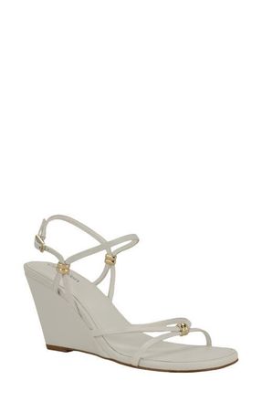 Calvin Klein Deliney Ankle Strap Wedge Sandal in White at Nordstrom, Size 5.5