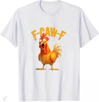 Generic Womens Funny F-Caw-F Chicken Shirts, FCAWF Chicken Vintage Crewneck T-Shirt Premium Soft Fasion Tops (UK, Alpha, M, Regular, Regular, White)