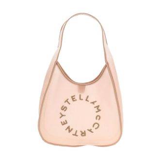 Stella McCartney Stella McCartney, Shoulder Bags, female, Pink, Size: ONE SIZE Logo Large Hobo Bag Mesh