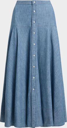 Polo Ralph Lauren Cotton Chambray Maxi Skirt