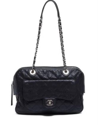 Chanel Black Caviar Leather Camera Bag Size M