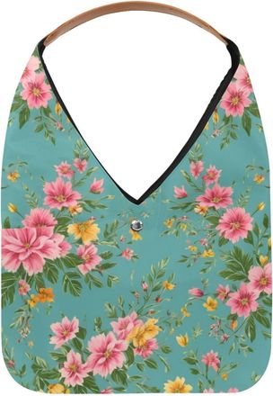 Generic Colorful Art Flowers Reusable Lightweight Grocery Bags - Foldable Into Compact Pouch, Washable & Sturdy, Multipurpose for Shopping and Travel