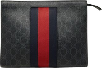 Gucci Gray Pvc Leather Clutch Bag (Pre-Owned)